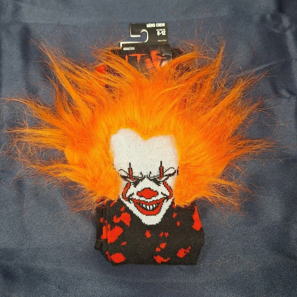 New IT Chapter Two Pennywise Crew Socks Hairy Orange Wig 🤡Bioworld Mens OneSize